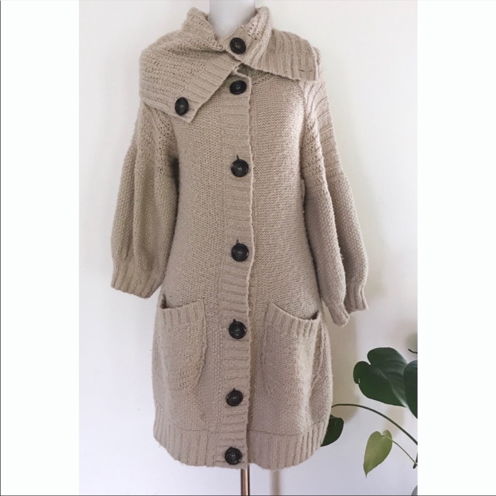 EUC Free People Oversized Collar Sweater Knit Coat